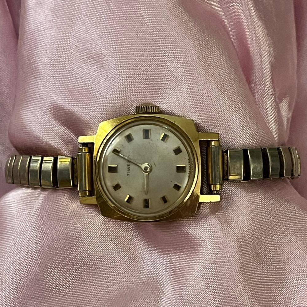 Gold and Silver Watch with White Dial